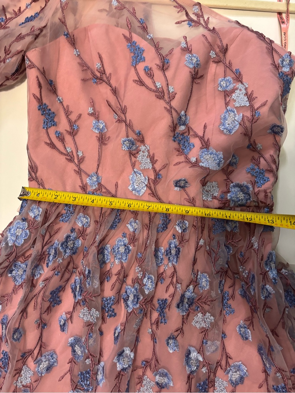 Chi Chi London Pink One-Shoulder Embroidered Mini Dress - Picture 8 of 9